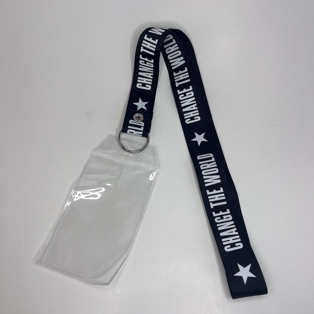 Change The World Black Lanyard ID Badge Holder Neck Strap Stars